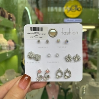  عکس6 پک گوشواره هفت جفتی نقره ای